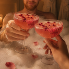 Kiss From a Rose cocktail and mocktail kit with floral garnish for The Two of Us