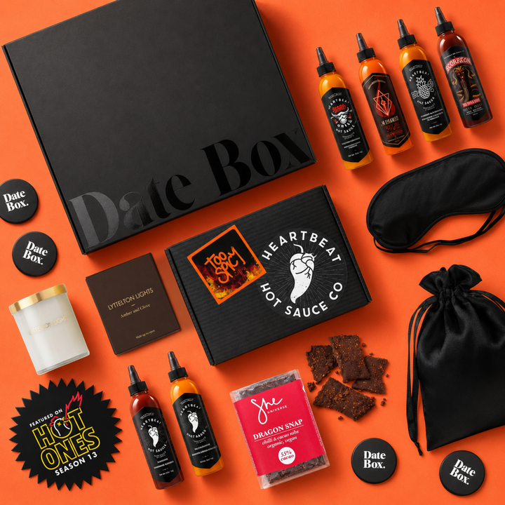 Spicy After Dark hot sauce date night box packaging